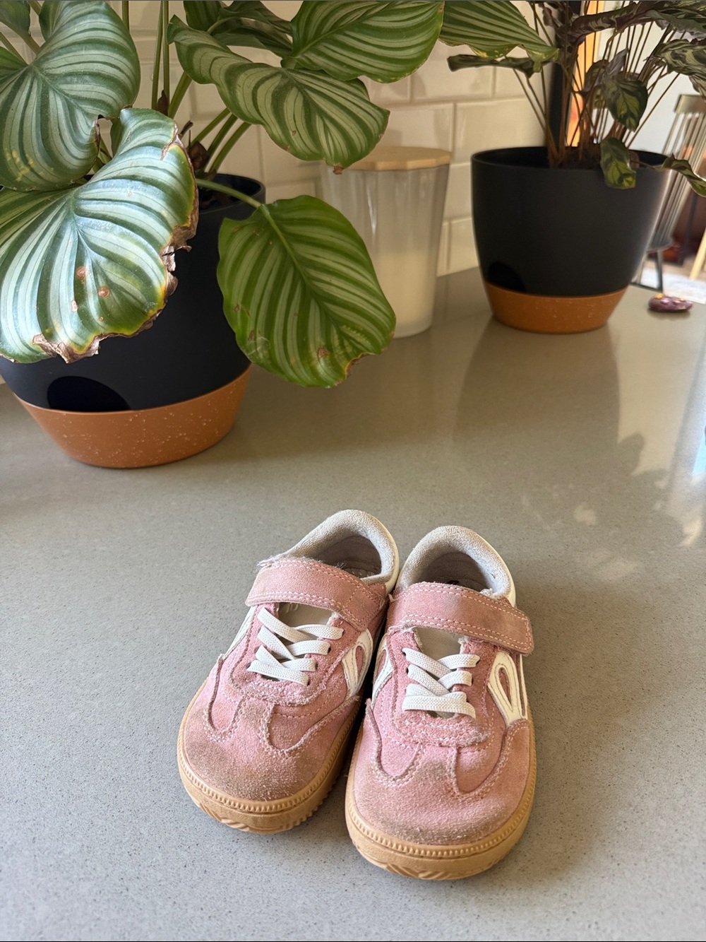 Lejan Kids Pink Suede Velcro Sneakers